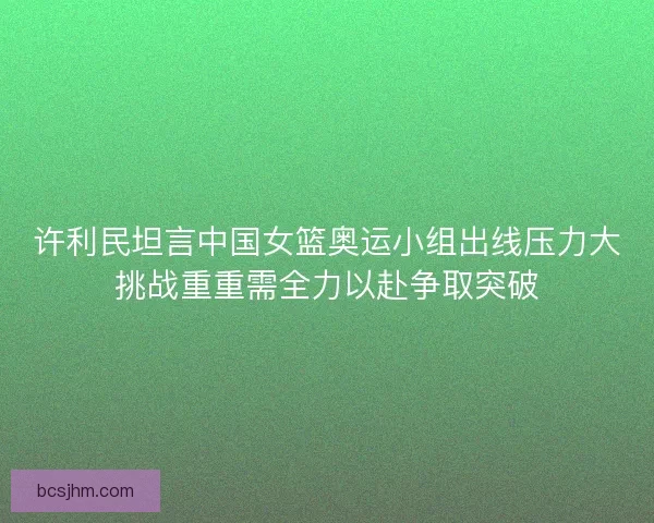 许利民坦言中国女篮奥运小组出线压力大挑战重重需全力以赴争取突破